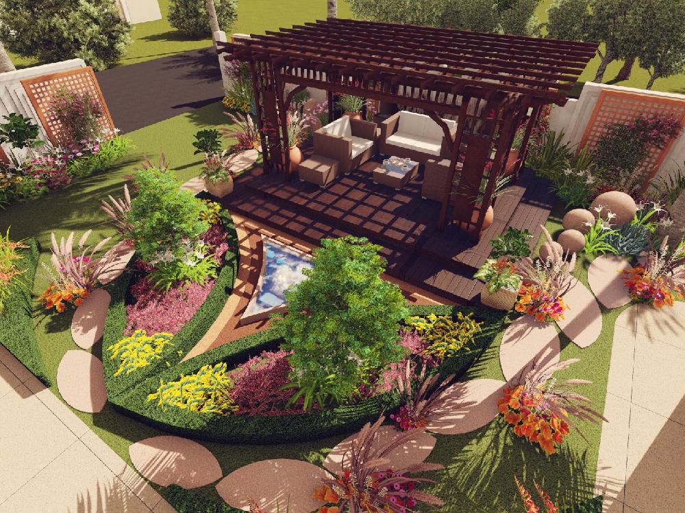 Front yard landscape design for a private villa