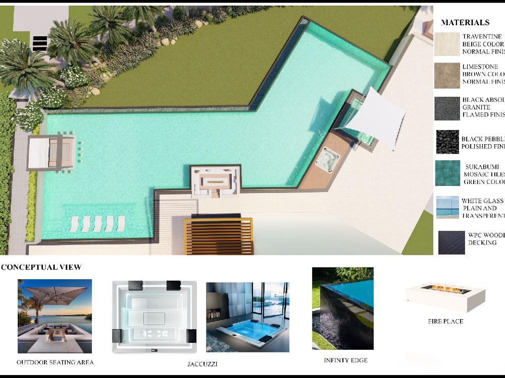 Hardscape and swimming pool design for a private villa