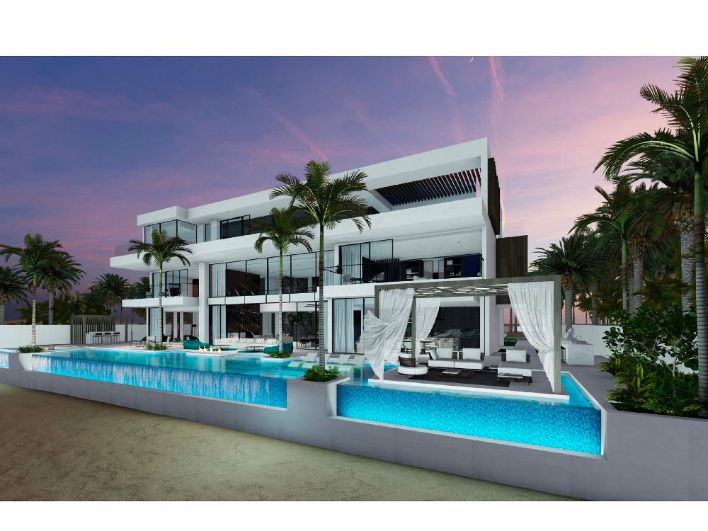 Beachfront villa with infinity-edge pool — landscape and pool design