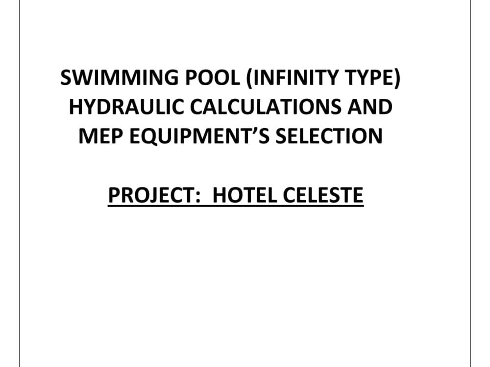 Hotel pool hydraulic calculations and equipment selection