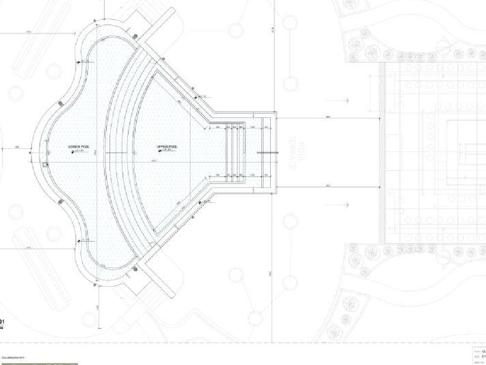 Resort swimming pool upper and lower construction drawings